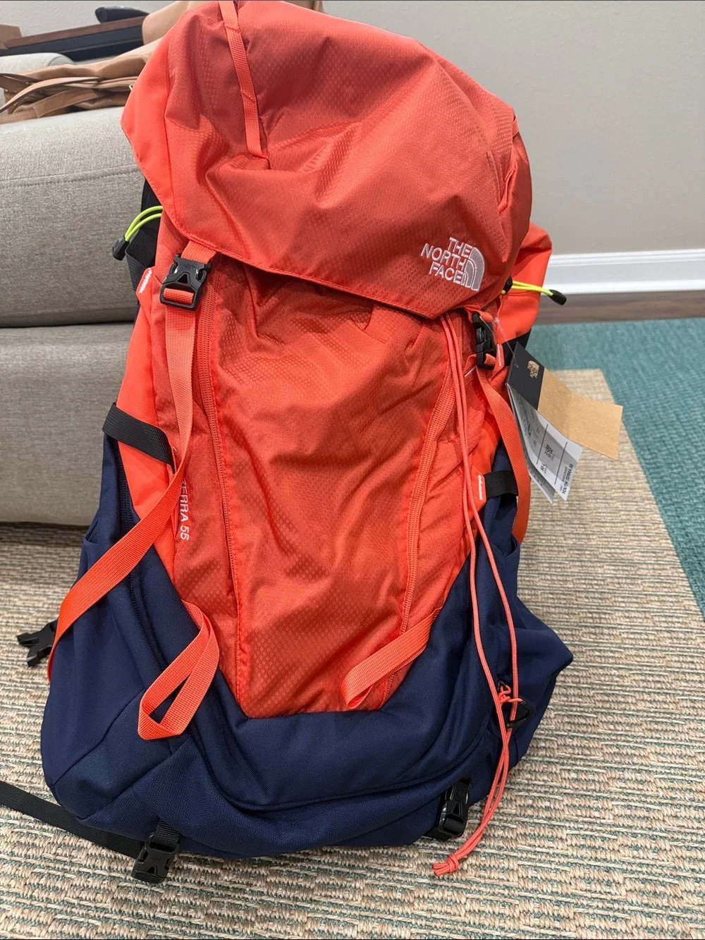 The North Face Red and Navy Lightweight Hiking Backpack